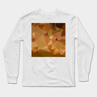 Cocoa Brown Abstract Low Polygon Background Long Sleeve T-Shirt